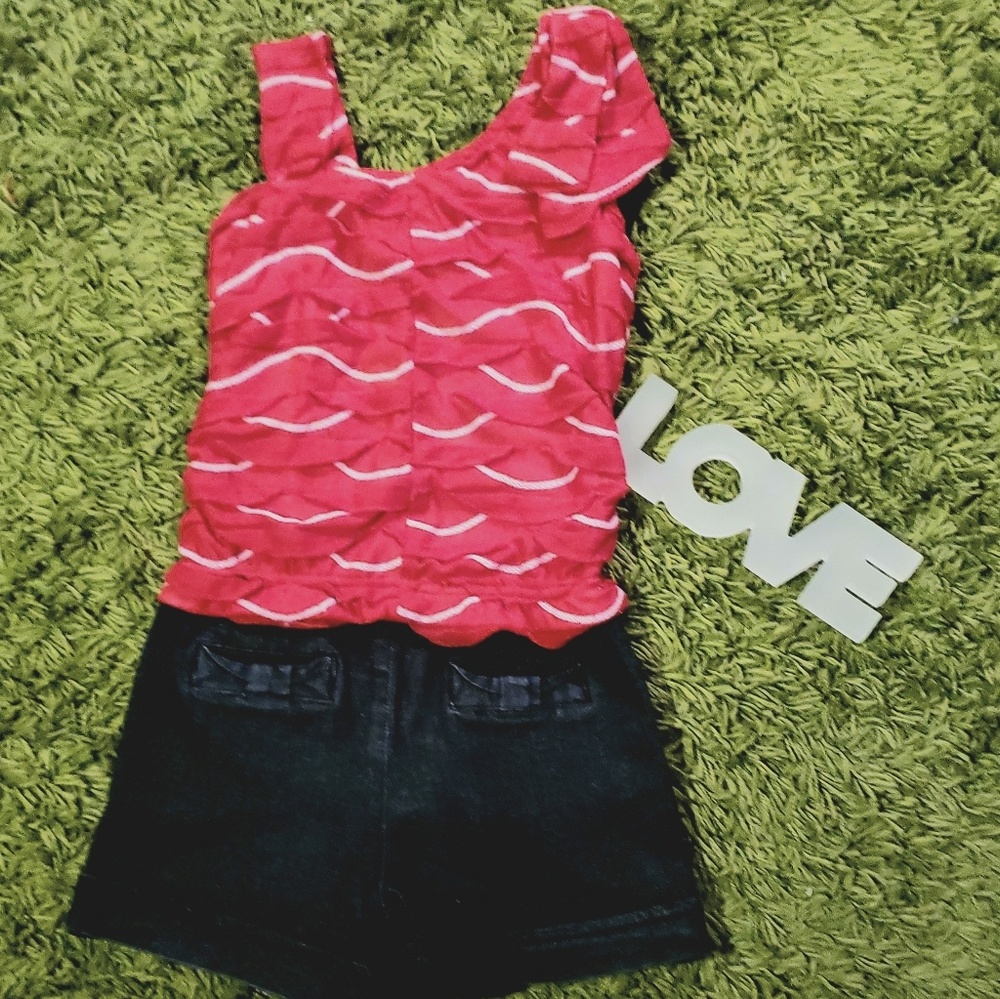 ! 🆕️ Girl' s Blue Jean 1 Shoulder Romper !!